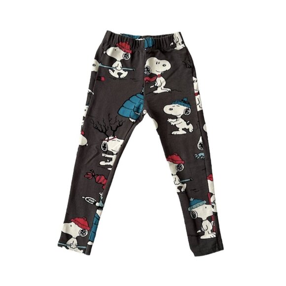 Zara Other - Zara Collab With Peanuts Dark Gray Leggings Snoopy Winter Print Girls Size 4-5 Y